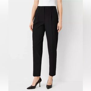 NEW $109 ANN TAYLOR BLACK SEASONLESS STRETCH HIGH RISE PLEATED TAPER PANTS SZ 12